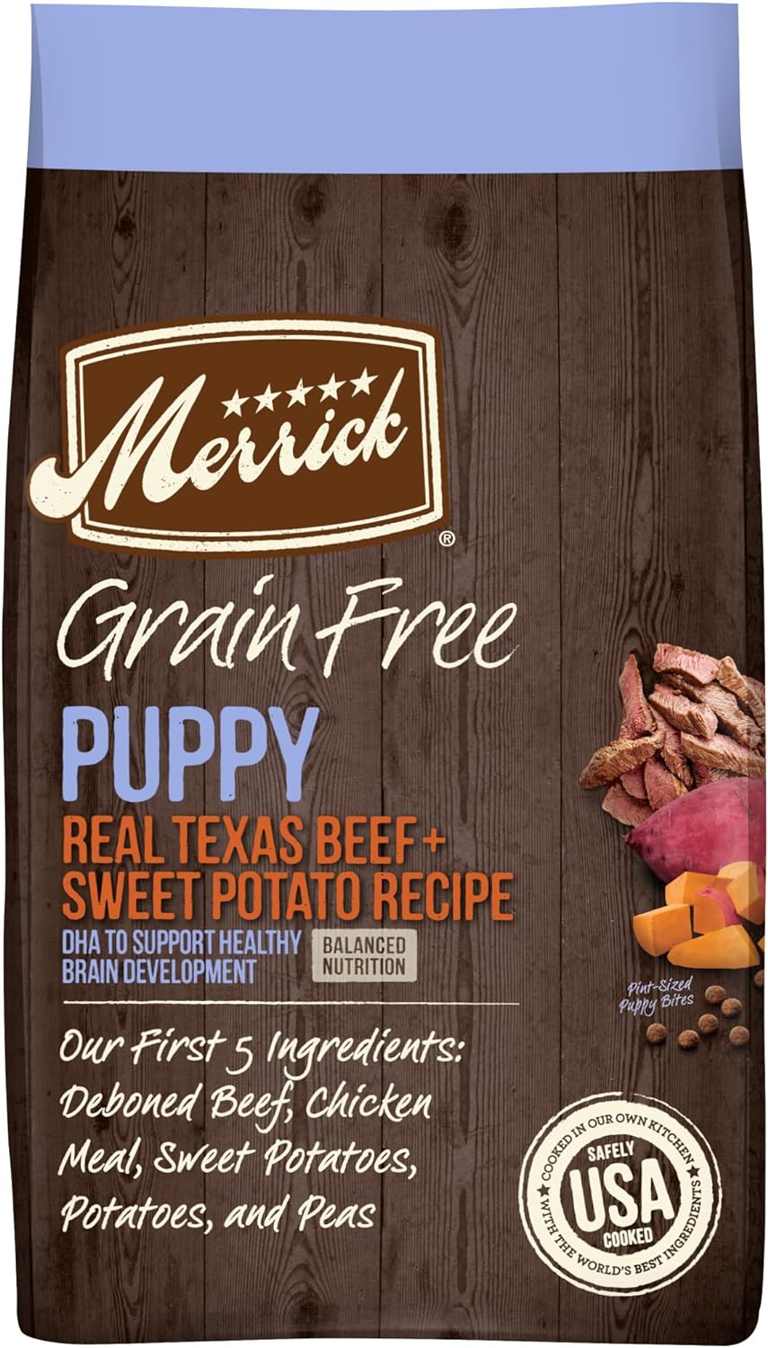 Merrick Grain-Free Real Texas Beef + Sweet Potato Puppy Recipe Dry Dog Food – Gallery Image 1
