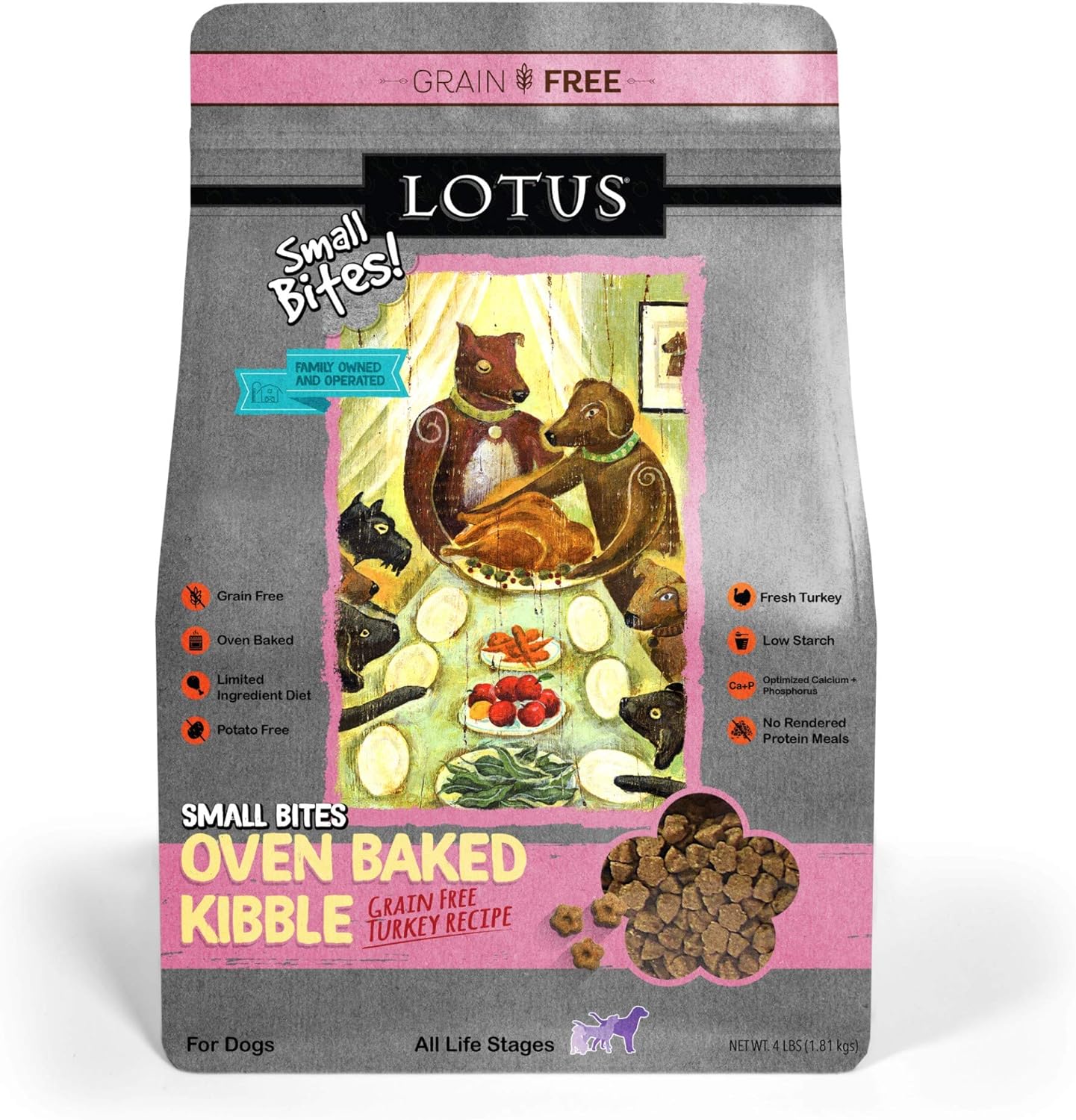 Lotus Oven Baked Small Bites Turkey Recipe Dry Dog Food – Gallery Image 1