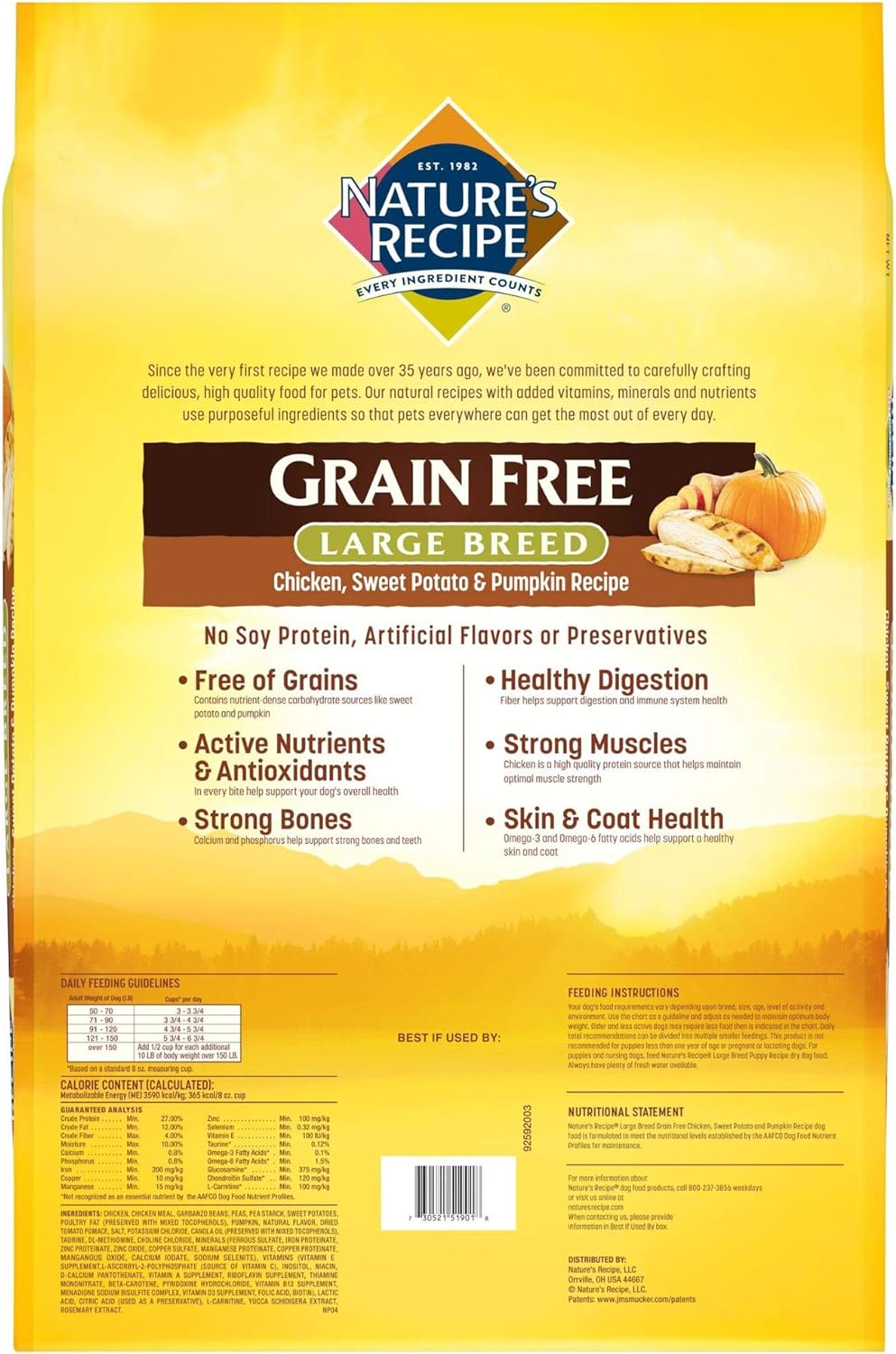 Nature’s Recipe Large Breed Grain-Free Easy to Digest Chicken, Sweet Potato, & Pumpkin Recipe Dry Dog Food – Gallery Image 3