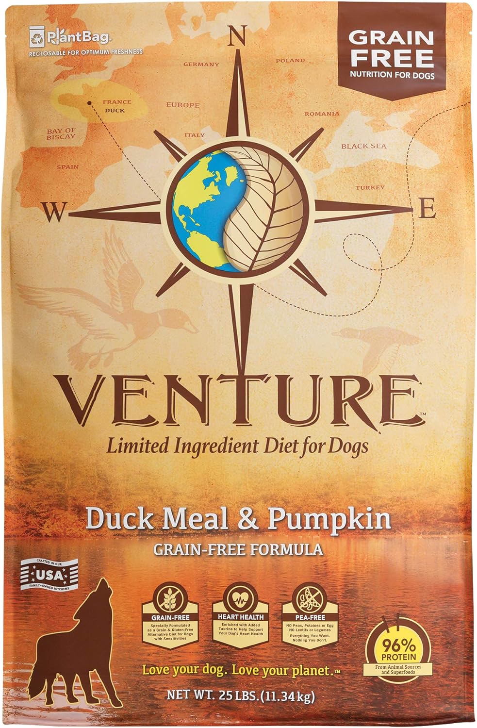 Earthborn Holistic Venture Limited Ingredient Grain-Free Duck Meal & Pumpkin Dry Dog Food – Gallery Image 1
