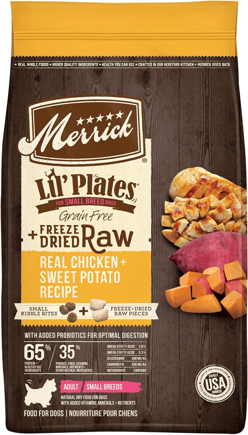 Merrick Lil’ Plates Grain-Free Real Chicken + Sweet Potato with Raw Bites Recipe Dry Dog Food – Gallery Image 1