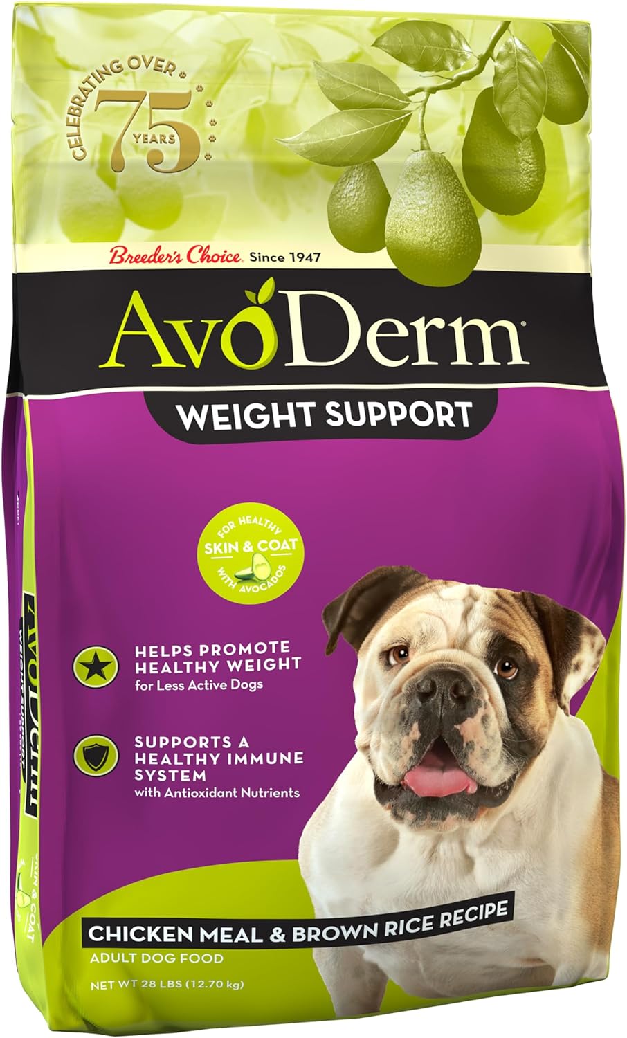 AvoDerm Weight Support Chicken Meal & Brown Rice Recipe Dry Dog Food – Gallery Image 1