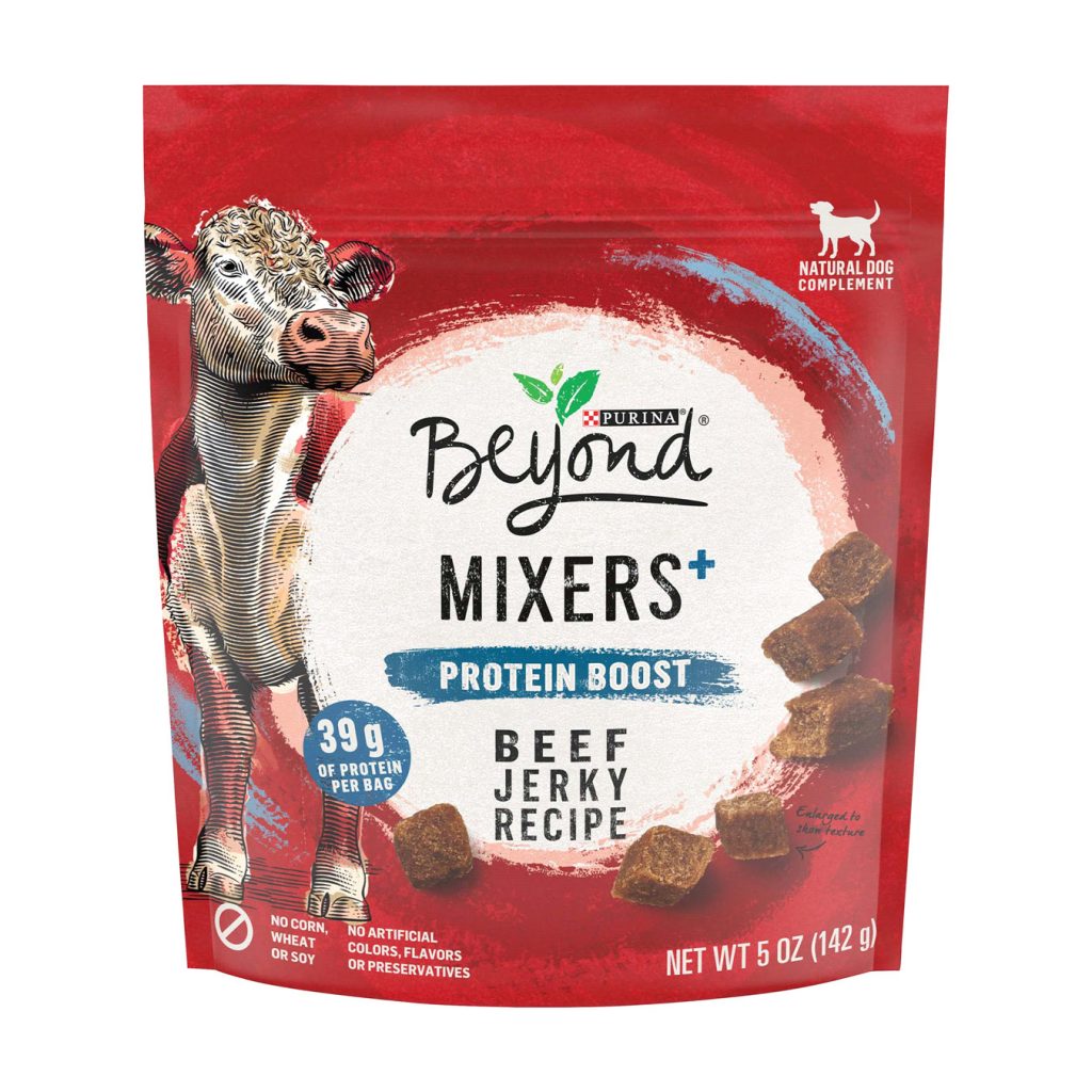 Purina Beyond Mixers+ Protein Boost Beef Jerky Recipe Dog Food Topper