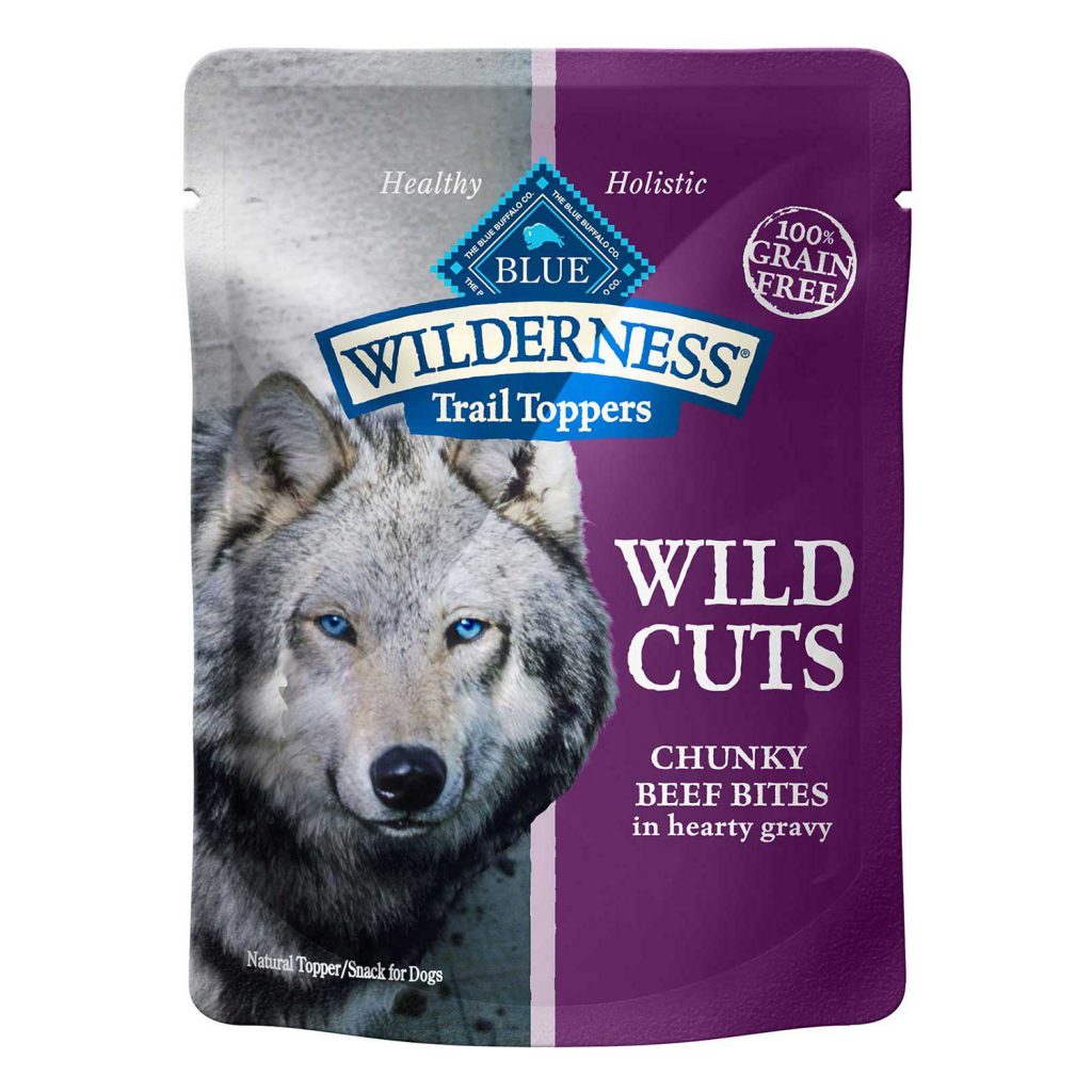 Blue Wilderness Wild Cuts Trail Toppers Chunky Beef Bites in Hearty Gravy Grain-Free Dog Food Topper