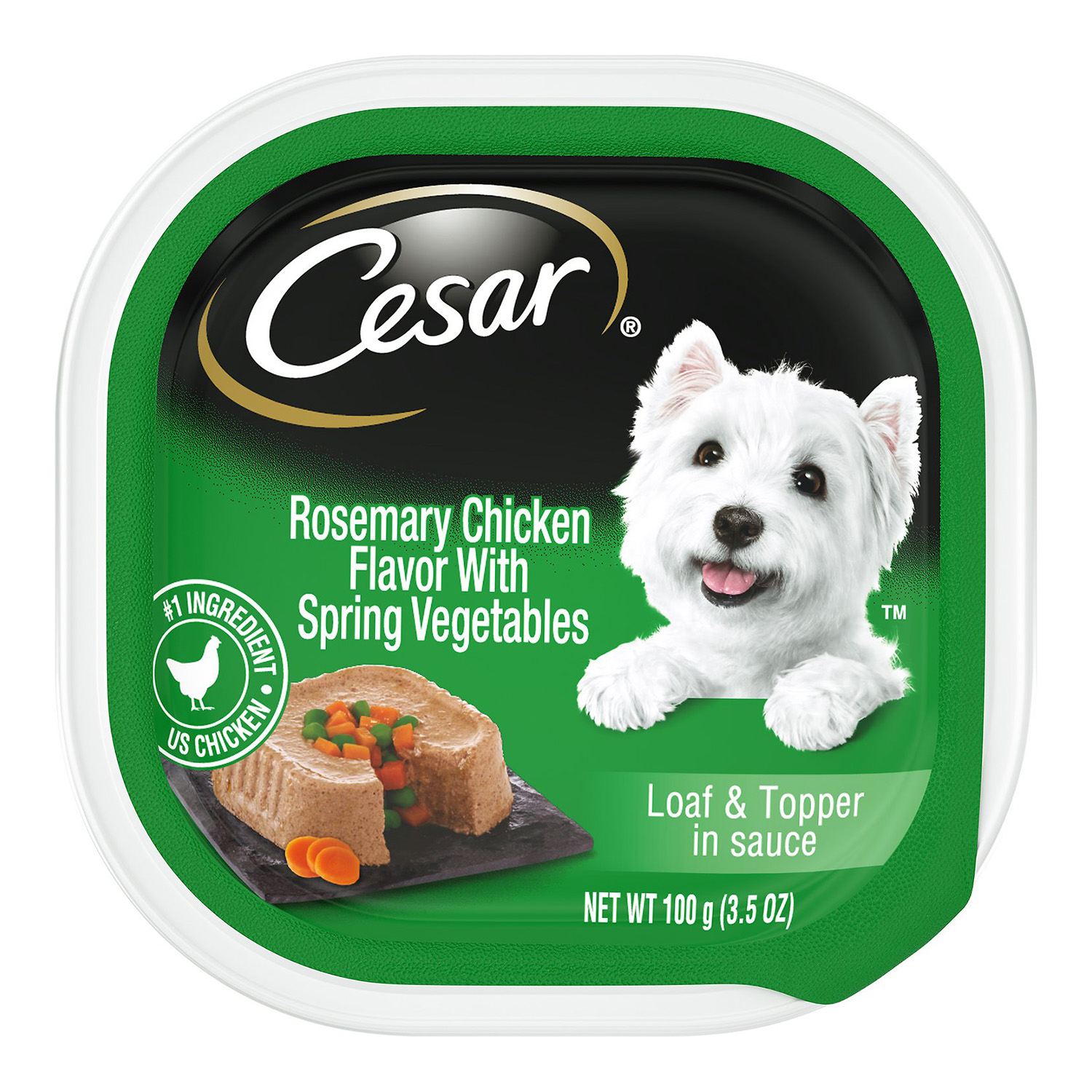 Cesar Rosemary Chicken Flavor with Spring Vegetables Loaf & Topper Wet 