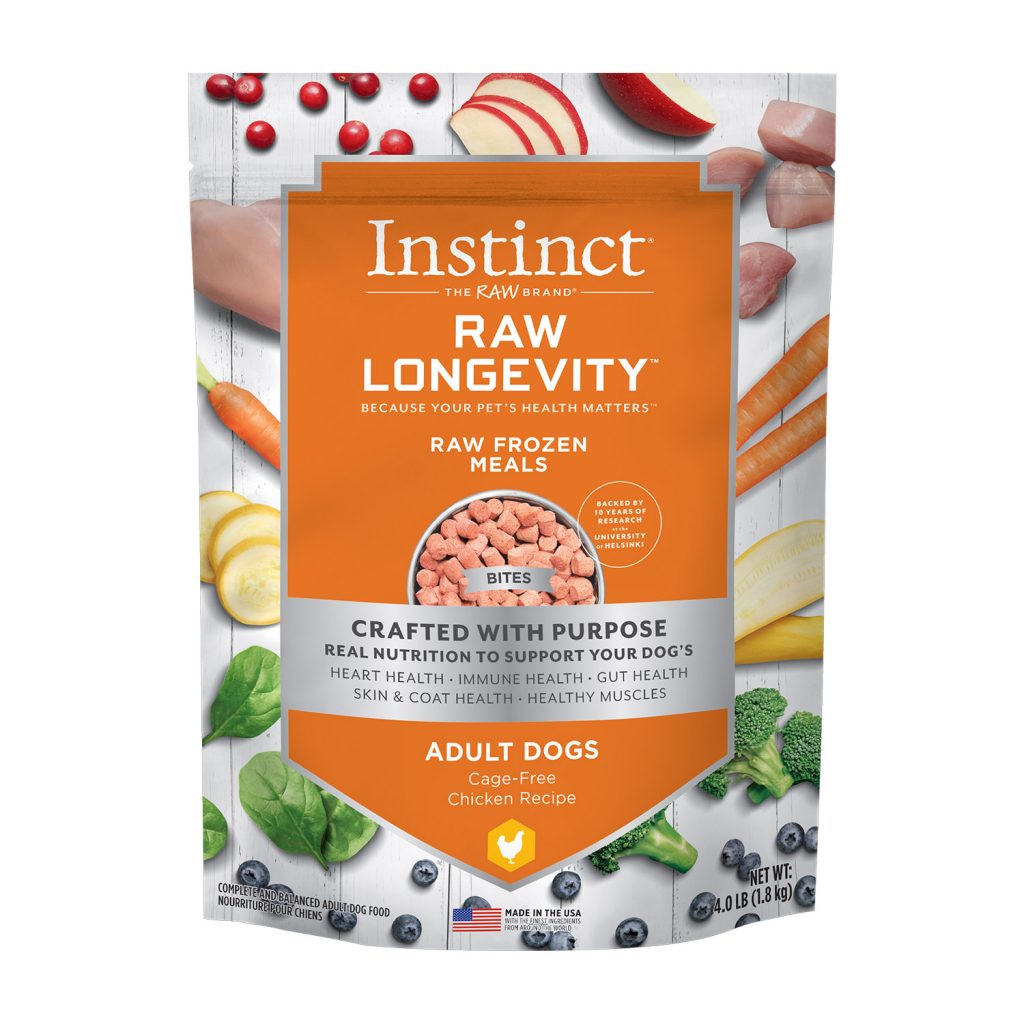 Instinct Raw Longevity Bites Cage-Free Chicken Recipe Frozen Dog Food