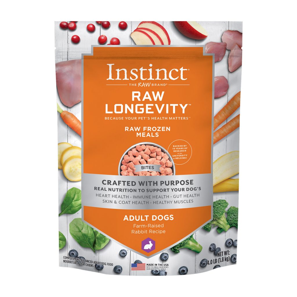 Instinct Raw Longevity Bites Farm-Raised Rabbit Recipe Frozen Dog Food