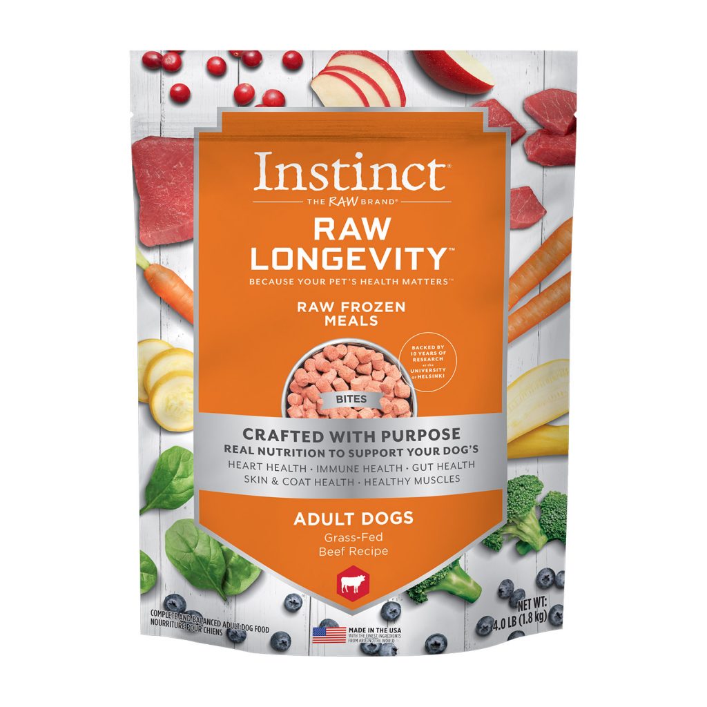 Instinct Raw Longevity Bites Grass-Fed Beef Recipe Frozen Dog Food