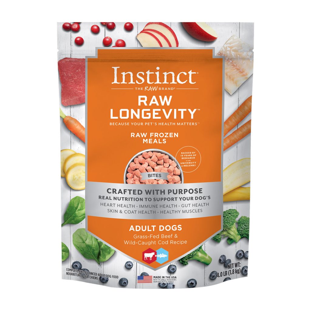 Instinct Raw Longevity Bites GrassFed Beef & WildCaught Cod Recipe