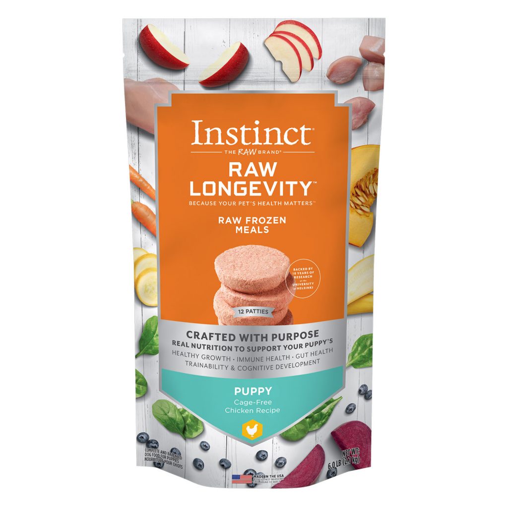 Instinct Raw Longevity Patties Cage-Free Chicken Recipe for Puppies Frozen Dog Food