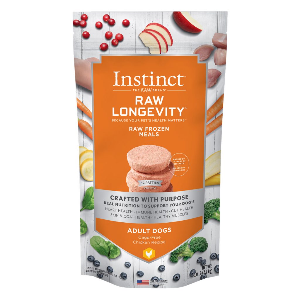 Instinct Raw Longevity Patties Cage-Free Chicken Recipe Frozen Dog Food