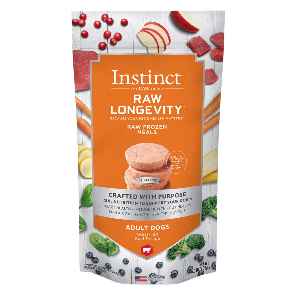 Instinct Raw Longevity Patties Grass-Fed Beef Recipe Frozen Dog Food