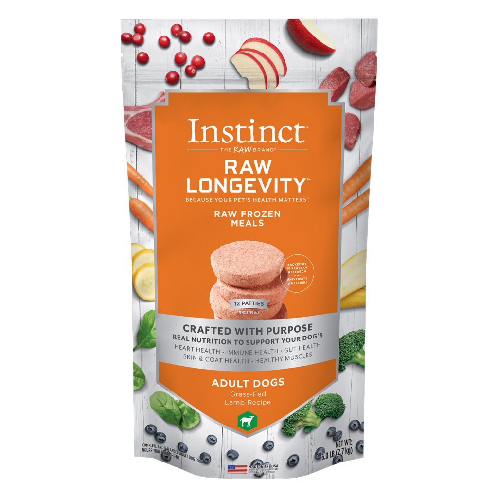 Instinct Raw Longevity Patties Grass-Fed Lamb Recipe Frozen Dog Food