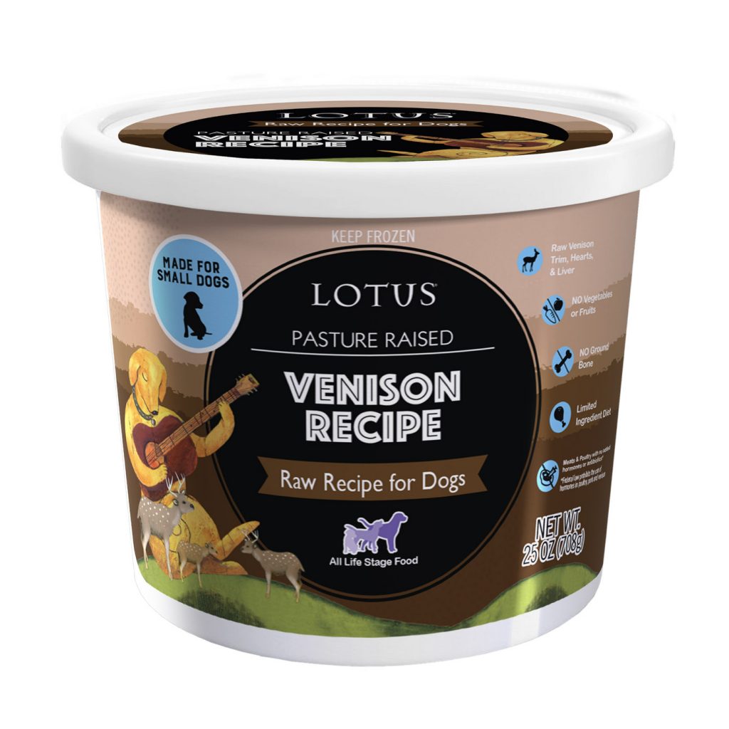 Lotus Pasture Raised Venison Recipe Raw Frozen Dog Food