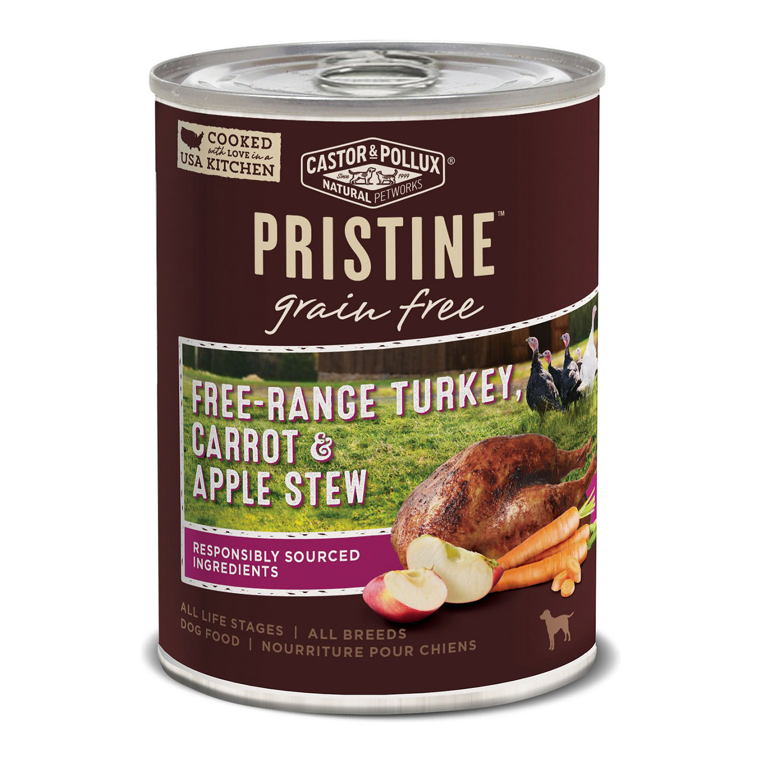 Castor & Pollux Pristine Grain-Free Free-Range Turkey, Carrot & Apple ...