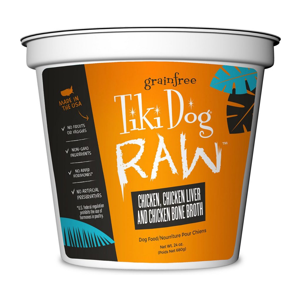 Tiki Dog Raw Chicken, Chicken Liver and Chicken Bone Broth Frozen Raw Dog Food