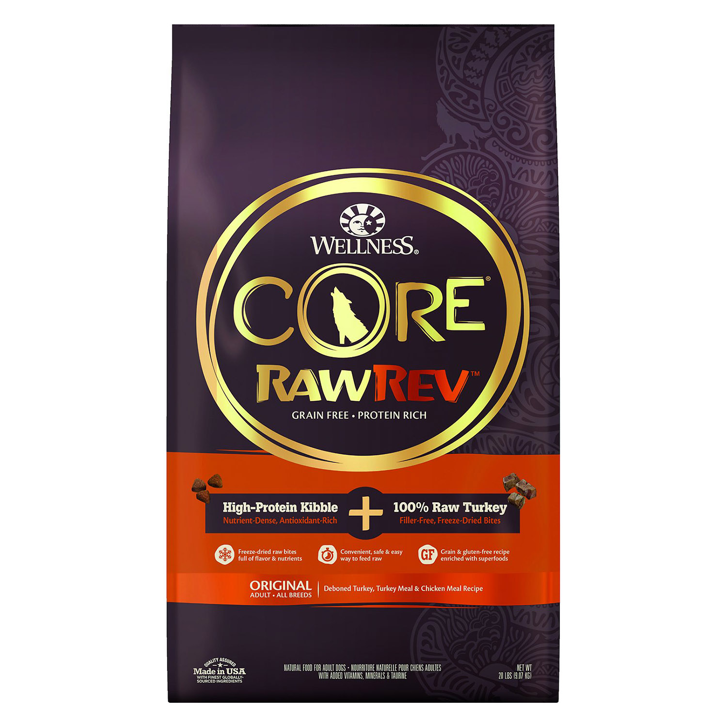 Wellness Core RawRev Original + 100% Raw Turkey Freeze-Dried Dry Dog 