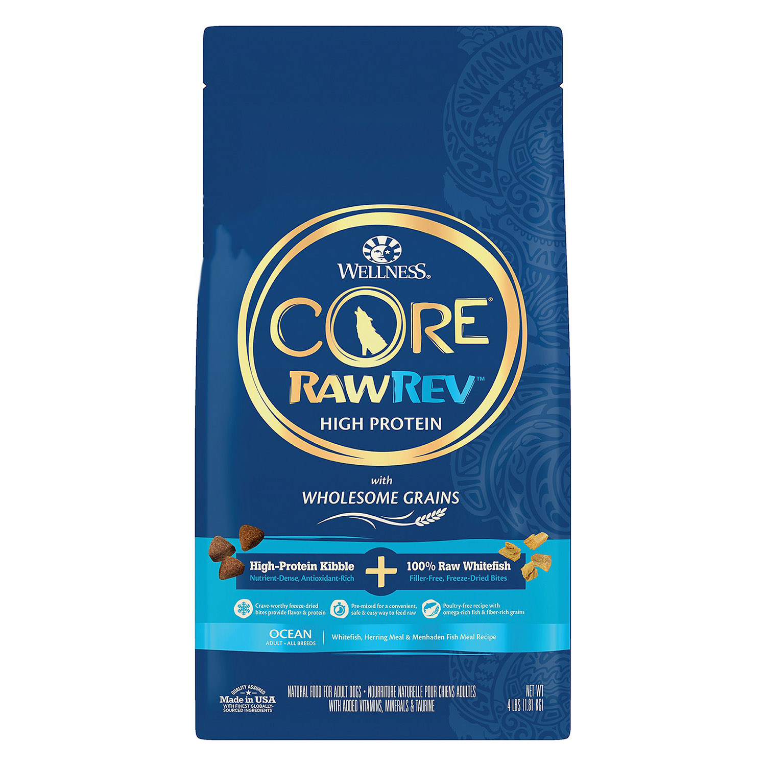 Wellness Core RawRev Wholesome Grains Ocean + 100% Raw Fish Dry Dog 