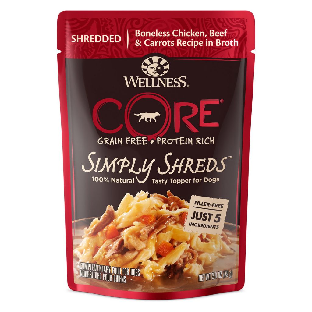 Wellness Core Simply Shreds Chicken, Beef & Carrots Dog Food Mixer or Topper