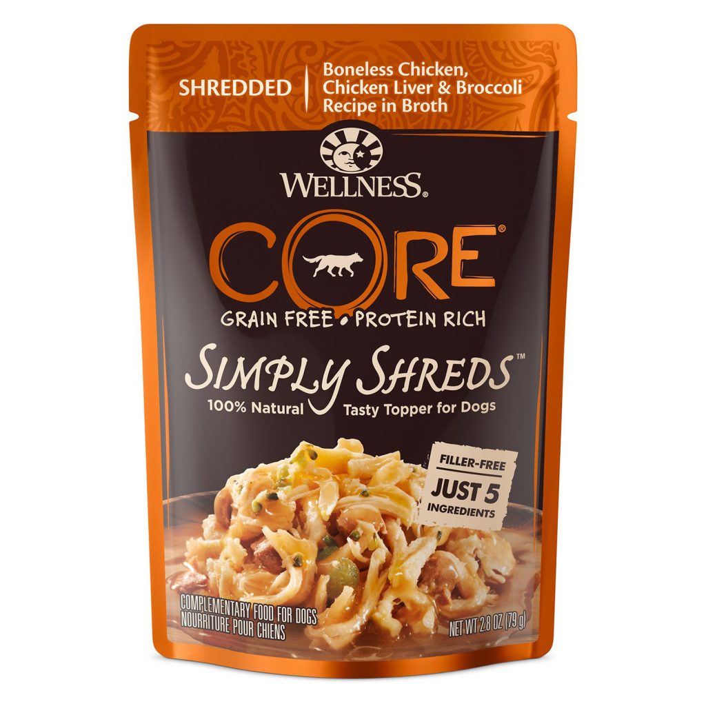 Wellness Core Simply Shreds Chicken, Chicken Liver & Broccoli Dog Food Mixer or Topper