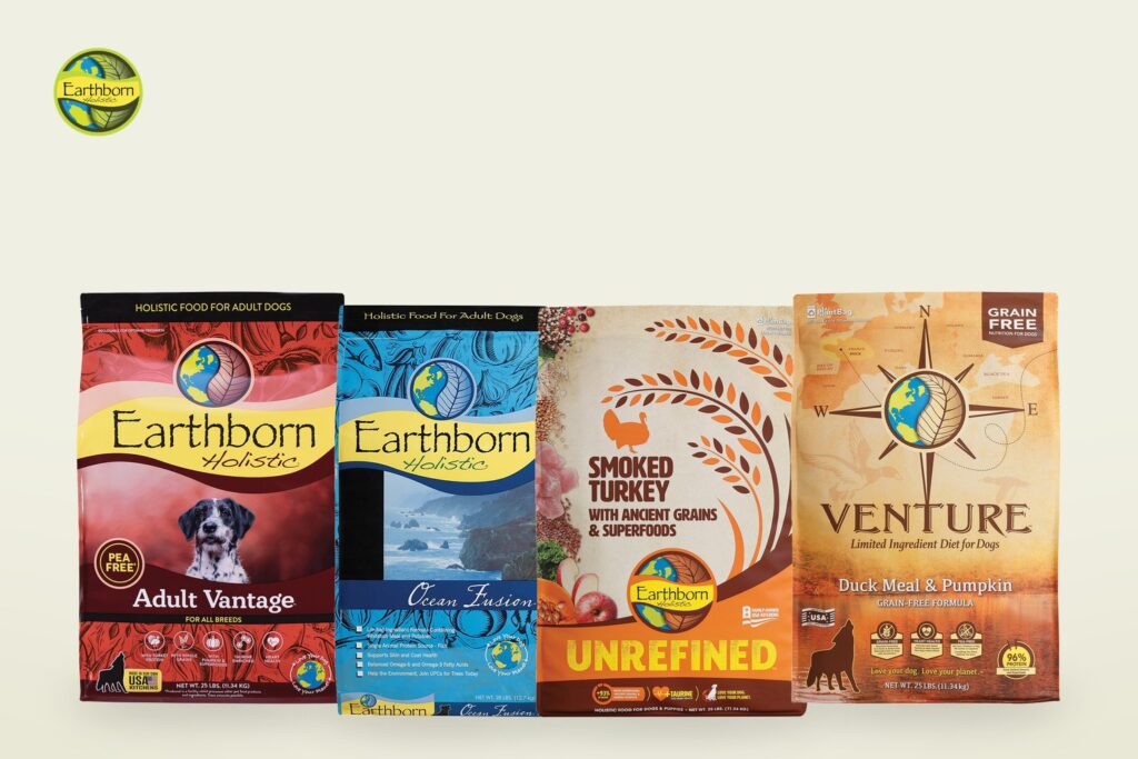 Earthborn Holistic dog food packagings