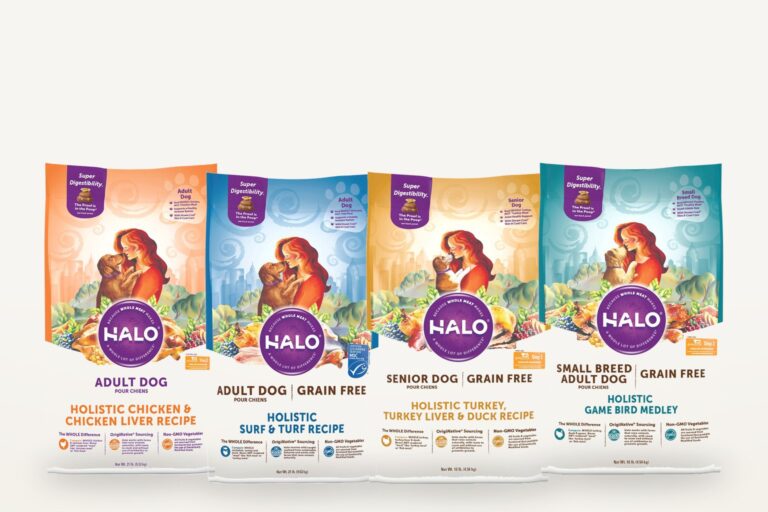Halo dog food packagings