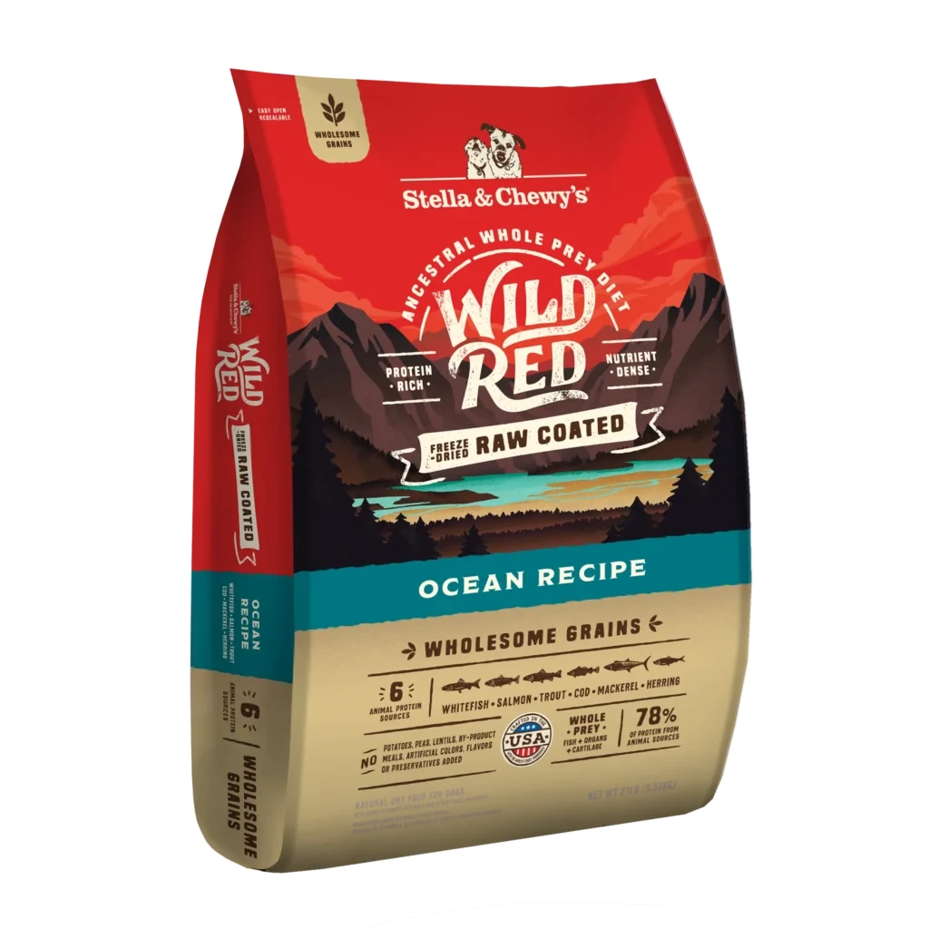 Stella & Chewy’s Wild Red : Whole Prey Ocean Fish Recipe, Raw Coated Kibble – Protein Rich Poultry Free with Grain Dry Dog Food