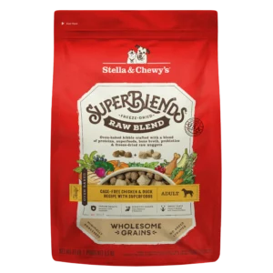 Stella & Chewy’s SuperBlends Chicken & Duck : Raw Coated/Raw Blend Oven Baked Kibble with Superfoods, Antioxidants & Probiotics Dry Dog Food
