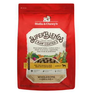 Stella & Chewy’s SuperBlends Chicken & Duck : Raw Coated Oven Baked Kibble with Superfoods, Antioxidants & Probiotics Dry Dog Food