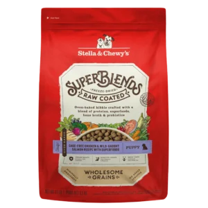 Stella & Chewy’s SuperBlends Chicken & Salmon Dry Puppy Food: Raw Coated Oven Baked Kibble with Superfoods, Antioxidants & Probiotics Dry Dog Food