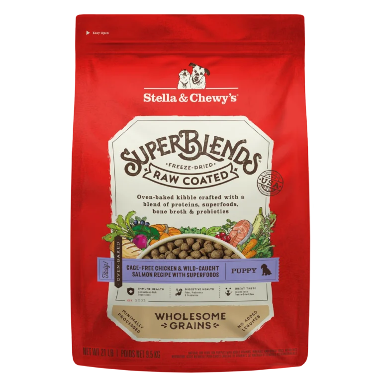 Stella & Chewy’s SuperBlends Chicken & Salmon Dry Puppy Food: Raw Coated Oven Baked Kibble with Superfoods, Antioxidants & Probiotics Dry Dog Food