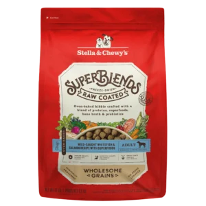 Stella & Chewy’s SuperBlends Whitefish & Salmon : Raw Coated Oven Baked Kibble with Superfoods, Antioxidants & Probiotics Dry Dog Food