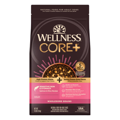 Wellness CORE+ Wholesome Grains Sensitive Skin Stomach Salmon & Rice Dry Dog Food