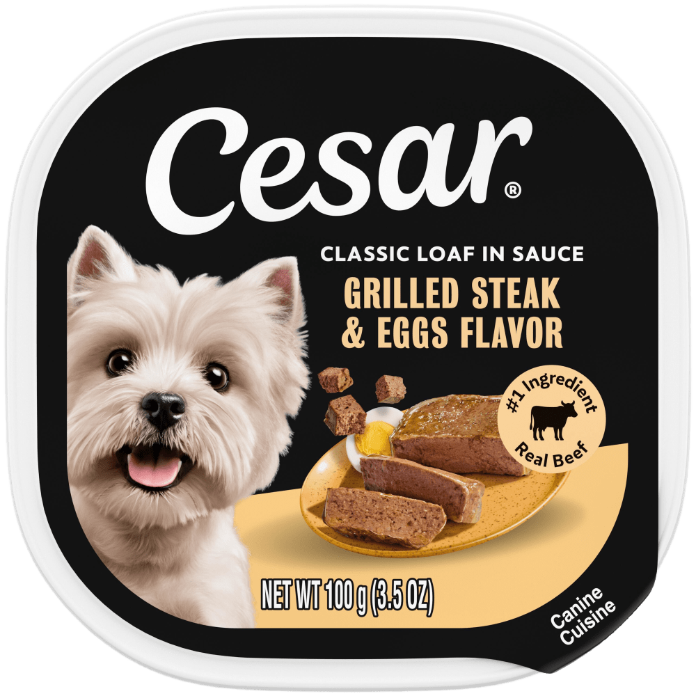 Cesar Classic Loaf in Sauce Grilled Steak & Eggs Wet Dog Food