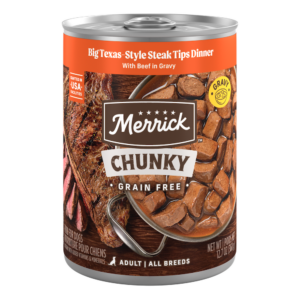 Merrick Grain Free Big Texas Chunky Steak Tips in Gravy Wet Dog Food