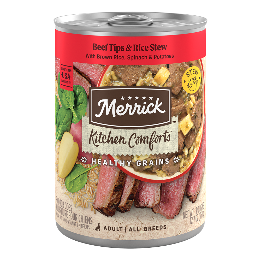 Merrick Classic Healthy Grains Kitchen Comforts Beef Tips & Rice Stew Wet Dog Food