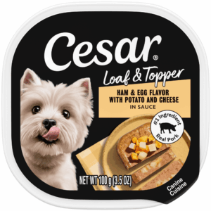 Cesar Loaf & Topper in Sauce Ham & Egg with Potato & Cheese Wet Dog Food