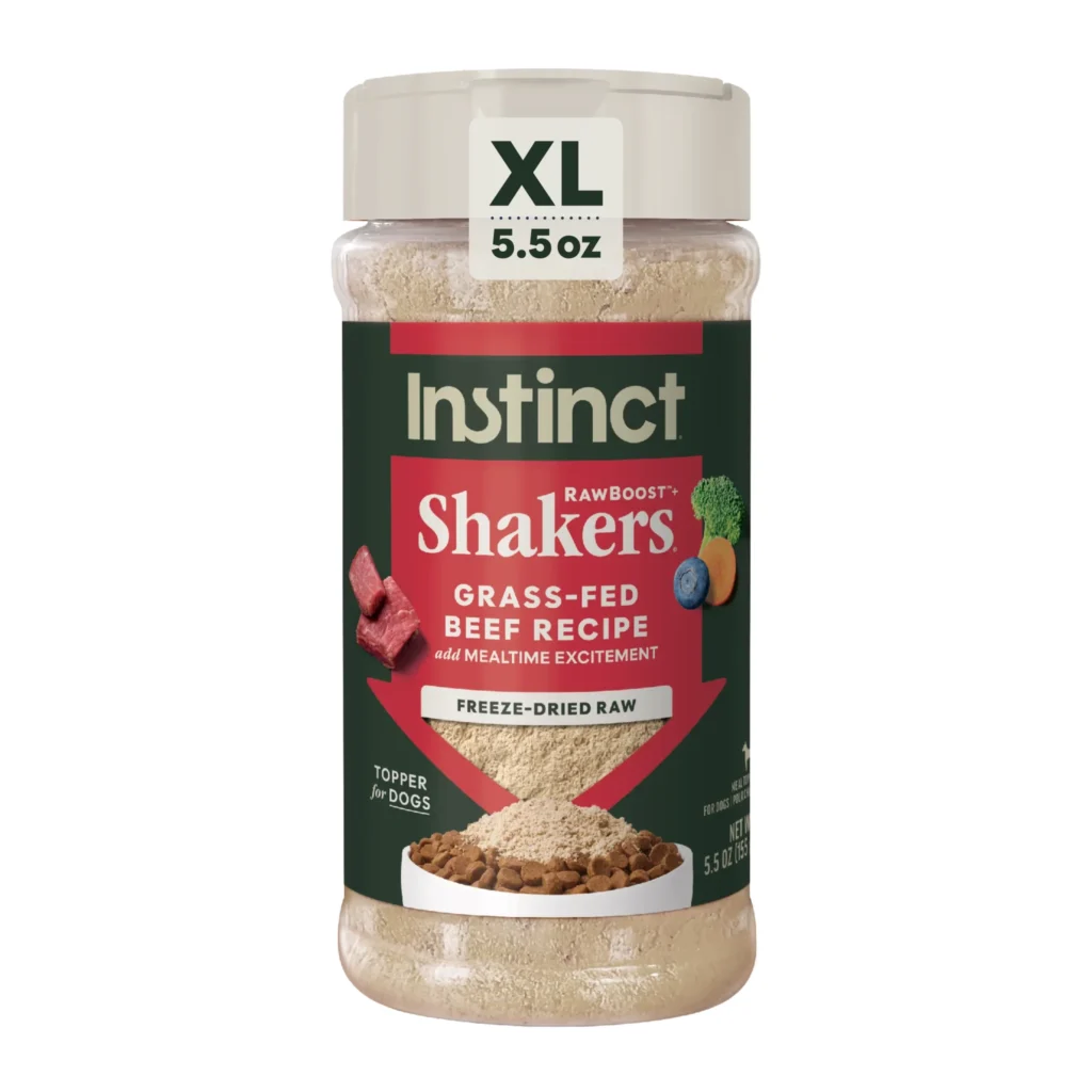 Instinct Raw Boost RawBoost+ Shakers Grass-Fed Beef Recipe Dog Food Topper