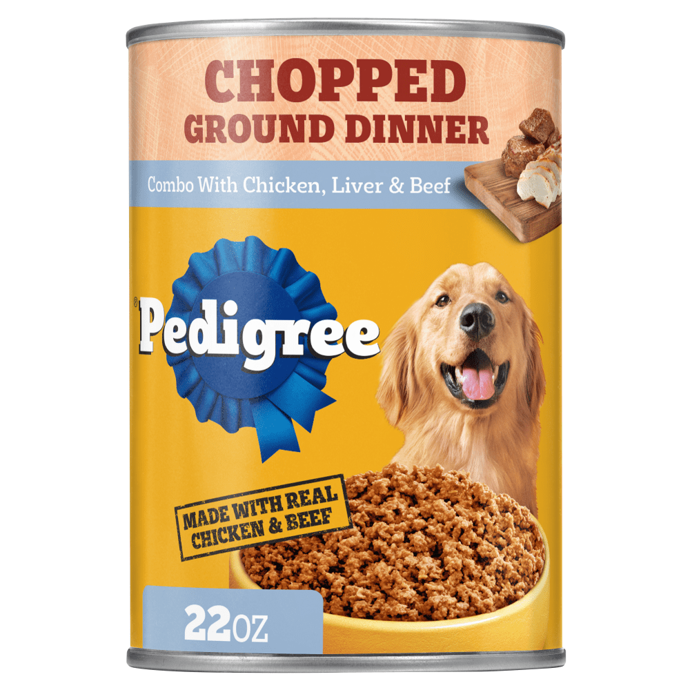 Pedigree Chopped Ground Dinner Adult Can, Chicken, Liver & Beef Wet Dog Food