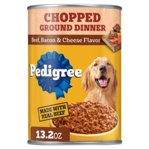Pedigree Chopped Ground Dinner Adult Can, Beef, Bacon & Cheese Wet Dog Food