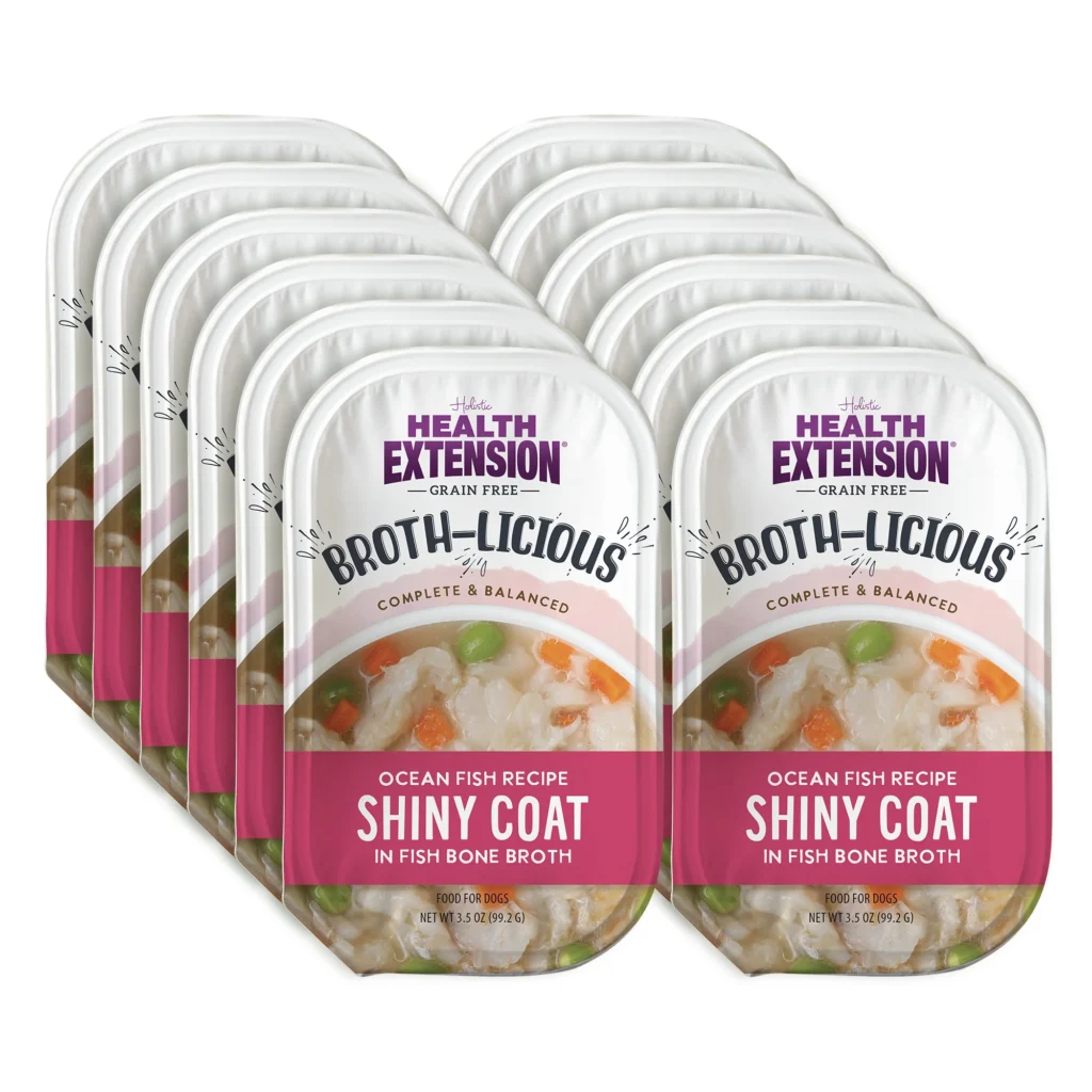 Health Extension Broth-Licious Ocean Fish in Bone Broth -Shiny Coat Recipe Wet Dog Food