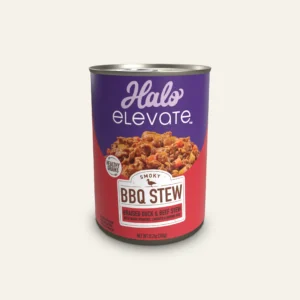 Halo Elevate Dog Smoky BBQ Stew Healthy Grains Braised Duck and Beef Stew with White Potatoes, Carrots, and Brown Rice Can Wet Dog Food