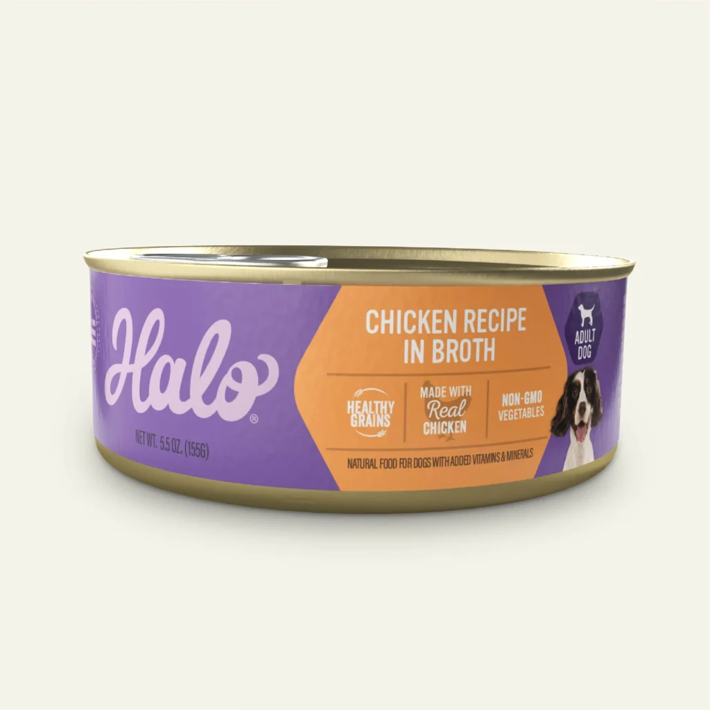 Halo Holistic Healthy Grains Chicken Recipe Adult can (case of Wet Dog Food