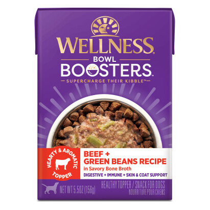 Wellness Core Bowl Boosters Hearty Toppers Beef & Green Beans Recipe in Savory Bone Broth Dog Food Topper