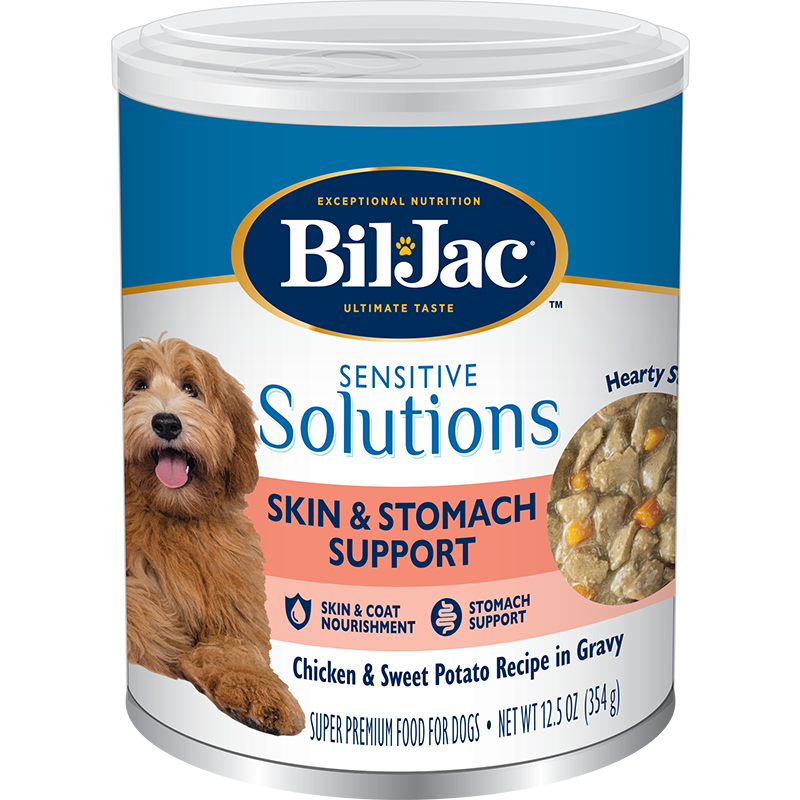 Bil-Jac Sensitive Solutions Skin & Stomach Support Chicken & Sweet Potato Recipe in Gravy – Bil-Jac Wet Dog Food
