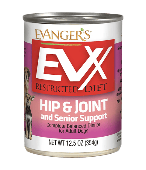 Evanger’s EVX Restricted Diet: Hip & Joint and Senior Support Wet Dog Food