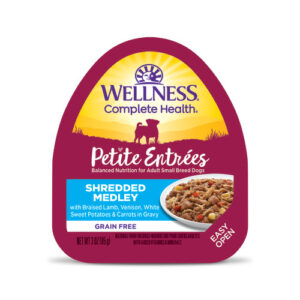 Wellness Complete Health Petite Entrees Shredded Medley Braised Lamb, Venison, White Sweet Potatoes & Carrots Wet Dog Food