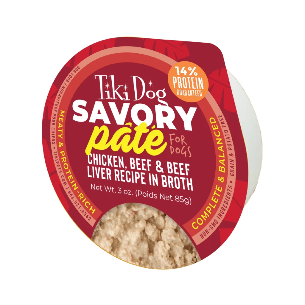 Tiki Dog Pate Chicken, Beef & Beef Liver Cups 4ct Wet Dog Food
