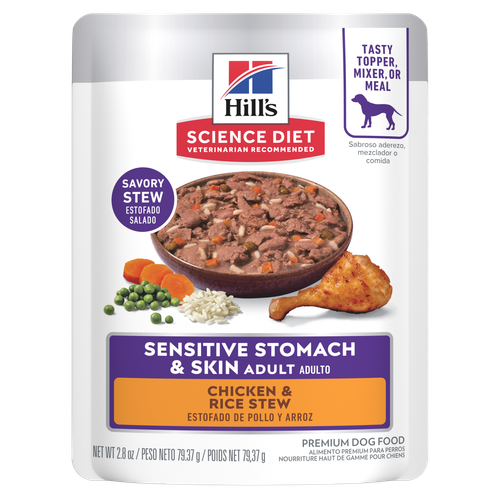 Hill’s Adult Sensitive Stomach & Skin Chicken & Rice Stew Wet Dog Food
