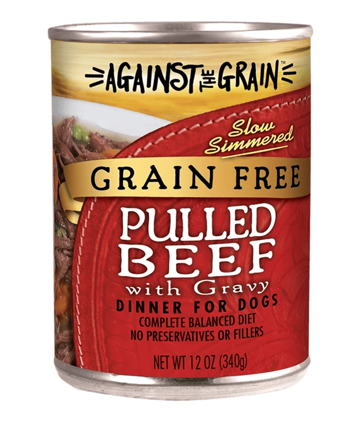 Against the Grain Pulled Beef with Gravy Dinner Wet Dog Food